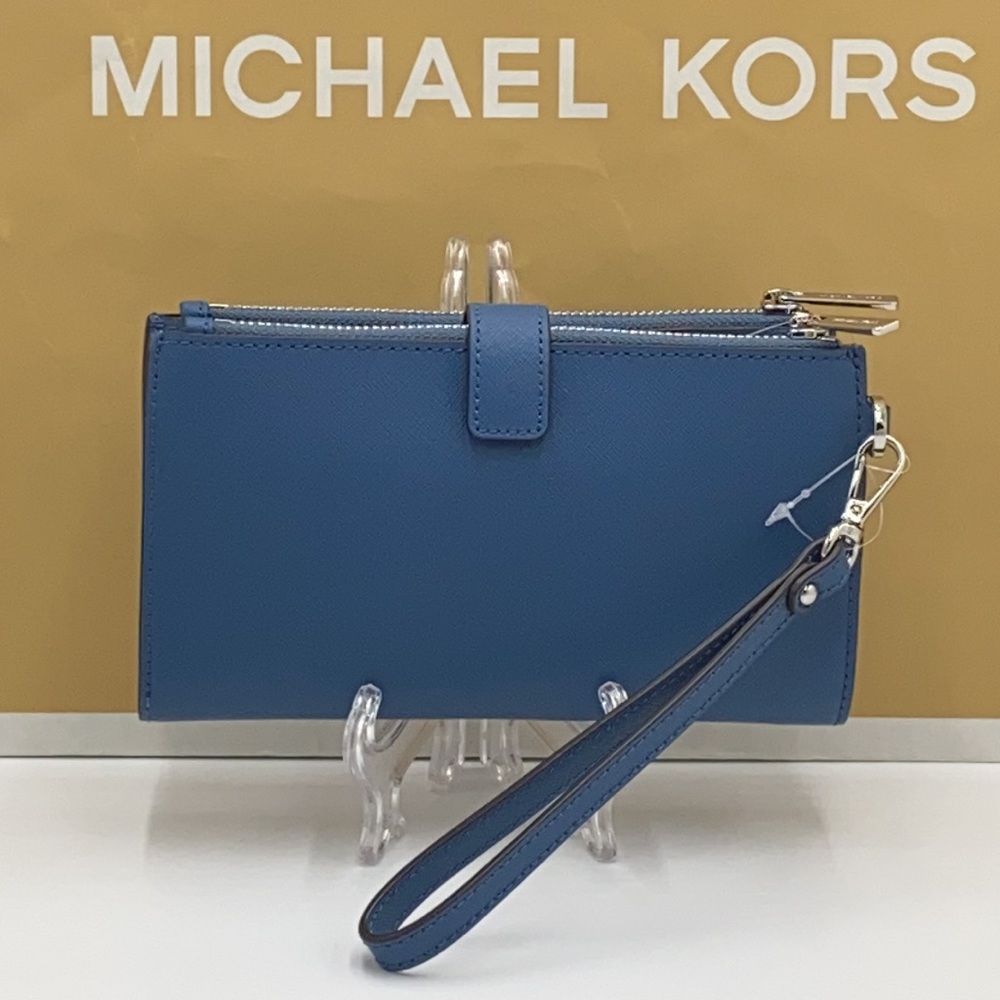 MICHAEL KORS LG DOUBLE ZIP WRISTLET Wallet Teal Color - Picture 3 of 15